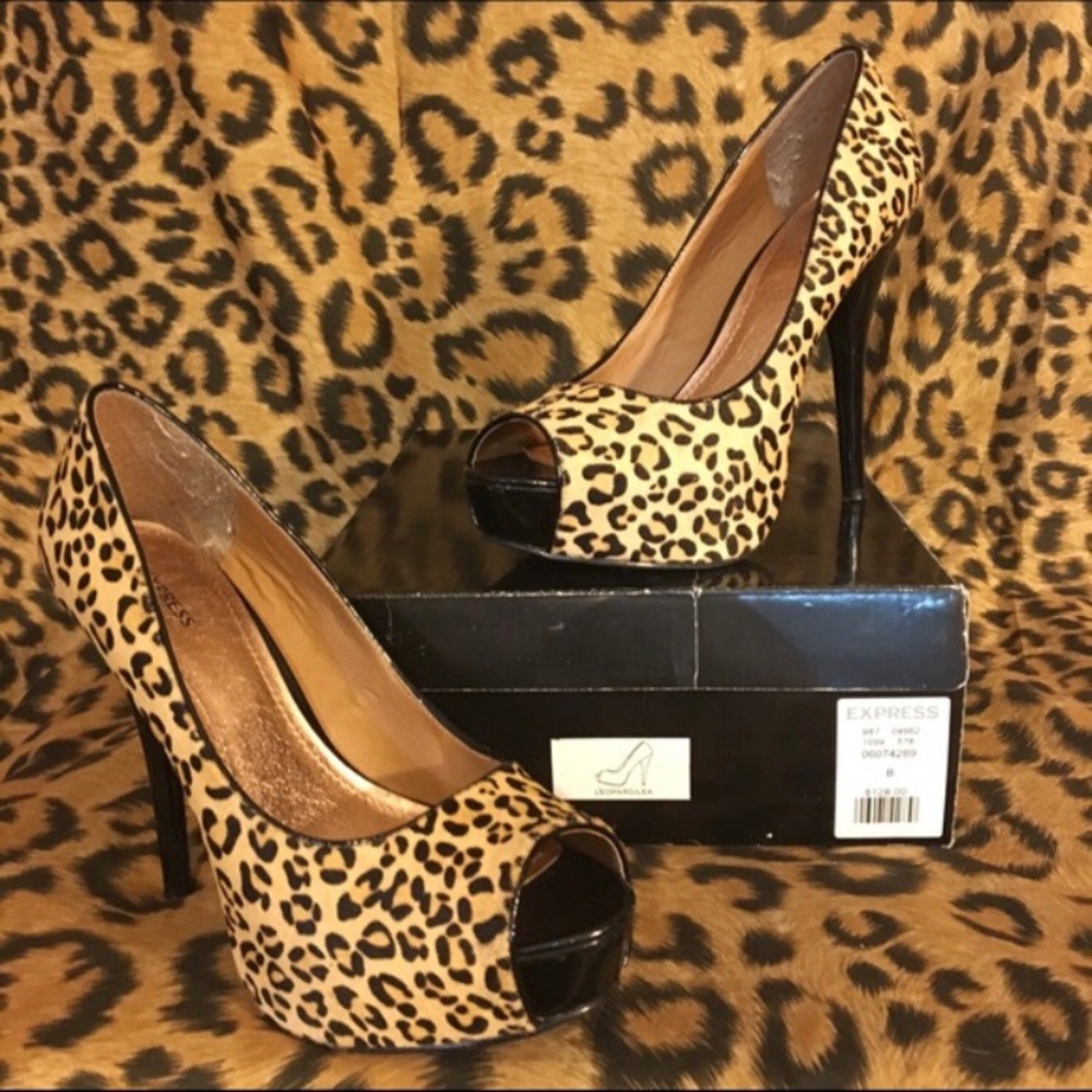 Calf skin peep toe heels